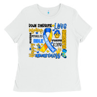 White down syndrome awareness typography Ladies Tee - Artiststas