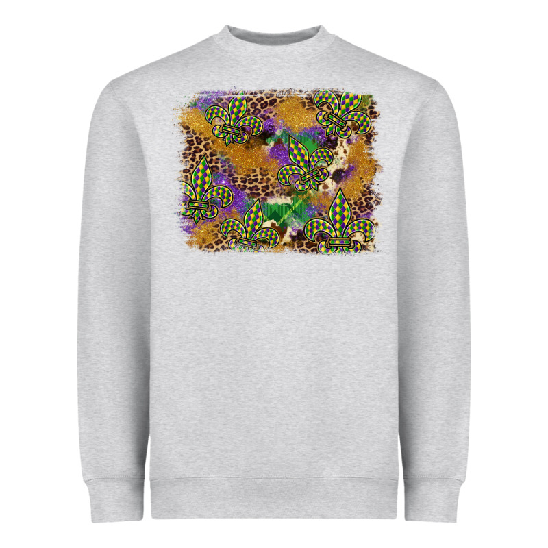 Mardi Gras Plaid Purple Glitter Cowhide  Leopard Heavyweight Sweatshirt by FaDigitalArtStudio | Teevron
