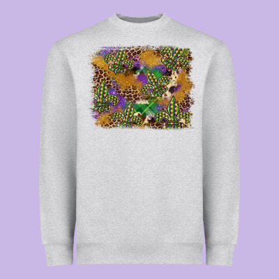 Mardi Gras Plaid Purple Glitter Cowhide  Leopard Heavyweight Sweatshirt Designed By Fadigitalartstudio
