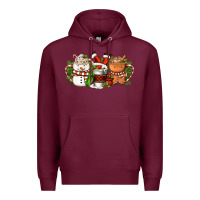 Burgundy Christmas coffee cups Premium Hoodie - FaDigitalArtStudio