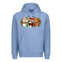 Colony Blue Christmas coffee cups Premium Hoodie - FaDigitalArtStudio