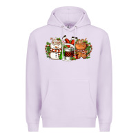 Lilac Christmas coffee cups Premium Hoodie - FaDigitalArtStudio