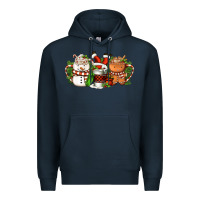 Navy Christmas coffee cups Premium Hoodie - FaDigitalArtStudio