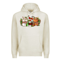 Oatmeal Heather Christmas coffee cups Premium Hoodie - FaDigitalArtStudio