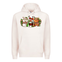 Pale Pink Christmas coffee cups Premium Hoodie - FaDigitalArtStudio