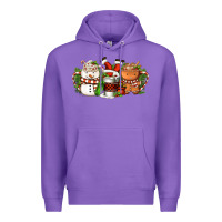 Purple Christmas coffee cups Premium Hoodie - FaDigitalArtStudio