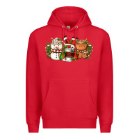 Red Christmas coffee cups Premium Hoodie - FaDigitalArtStudio