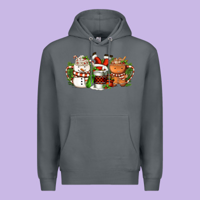 Christmas Coffee Cups Premium Hoodie Designed By Fadigitalartstudio