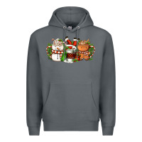 Rock Christmas coffee cups Premium Hoodie - FaDigitalArtStudio