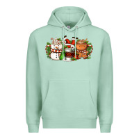 Seafoam Christmas coffee cups Premium Hoodie - FaDigitalArtStudio