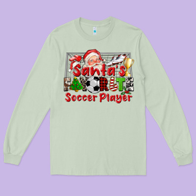 Santas Favorite Soccer Player Long Sleeve Tee Designed By Cowgirlartshop