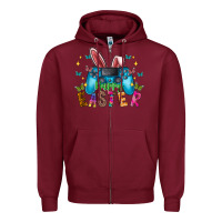 Burgundy Happy Easter Gamer Zipper Hoodie - CowhideDigitalArt