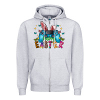 Heather Grey Happy Easter Gamer Zipper Hoodie - CowhideDigitalArt