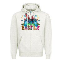 Oatmeal Heather Happy Easter Gamer Zipper Hoodie - CowhideDigitalArt