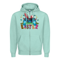 Seafoam Happy Easter Gamer Zipper Hoodie - CowhideDigitalArt