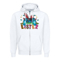 White Happy Easter Gamer Zipper Hoodie - CowhideDigitalArt