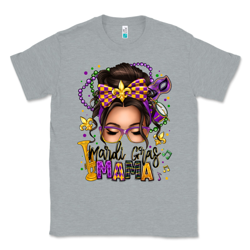 Mardi Gras Mama Messy Bun Classic Tee by texasbilliewilder | Teevron