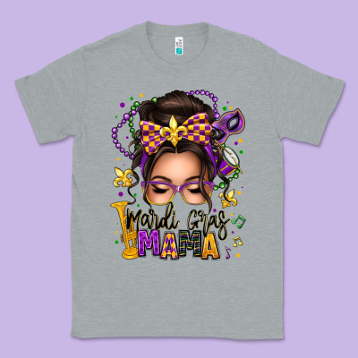 Mardi Gras Mama Messy Bun Classic Tee Designed By Texasbilliewilder