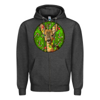Charcoal Heather red brocket deer christmas Zipper Hoodie - LillyAllenDesigns