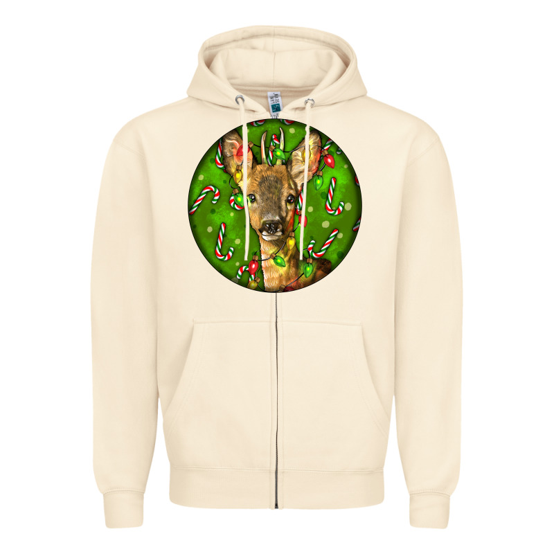 Red Brocket Deer Christmas Zipper Hoodie by LillyAllenDesigns | Teevron