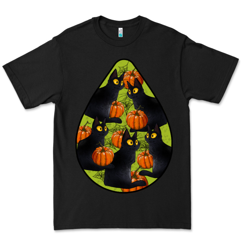 Black Cat Halloween Teardrop Premium Tee by LillyAllenDesigns | Teevron
