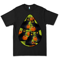 Black Black Cat Halloween Teardrop Premium Tee - LillyAllenDesigns
