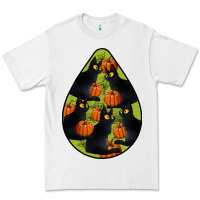 White Black Cat Halloween Teardrop Premium Tee - LillyAllenDesigns