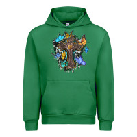 Emerald cross with butterflies cowhide background Urban Hoodie - BarkalooDesign