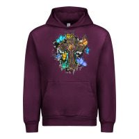 Mauve Wine cross with butterflies cowhide background Urban Hoodie - BarkalooDesign