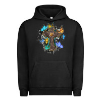 Pigment Black cross with butterflies cowhide background Urban Hoodie - BarkalooDesign