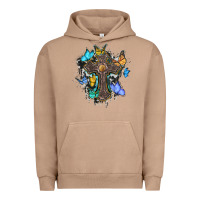 Pigment Burro cross with butterflies cowhide background Urban Hoodie - BarkalooDesign