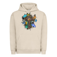 Cross With Butterflies Cowhide Background Urban Hoodie | Teevron