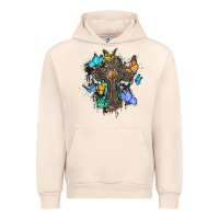 Sandshell cross with butterflies cowhide background Urban Hoodie - BarkalooDesign