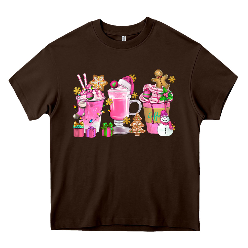 Pink Christmas Coffee Cups Bbs Heavy Core Tee by BundleAndBundleShop | Teevron