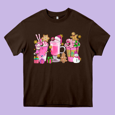 Pink Christmas Coffee Cups Bbs Heavy Core Tee Designed By Bundleandbundleshop