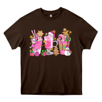 Chocolate Brown Pink Christmas Coffee Cups Bbs Heavy Core Tee - BundleAndBundleShop