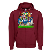 Burgundy Easter truck Zipper Hoodie - CowhideDigitalArt