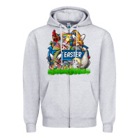 Heather Grey Easter truck Zipper Hoodie - CowhideDigitalArt