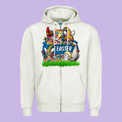 Easter Truck Zipper Hoodie Designed By Cowhidedigitalart
