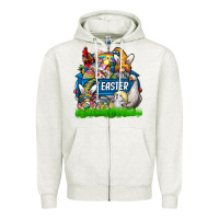 Oatmeal Heather Easter truck Zipper Hoodie - CowhideDigitalArt