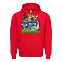 Red Easter truck Zipper Hoodie - CowhideDigitalArt