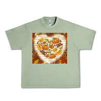Oil Green fall heart with leopard Urban Heavy Tee - TumblerDesignByShophia