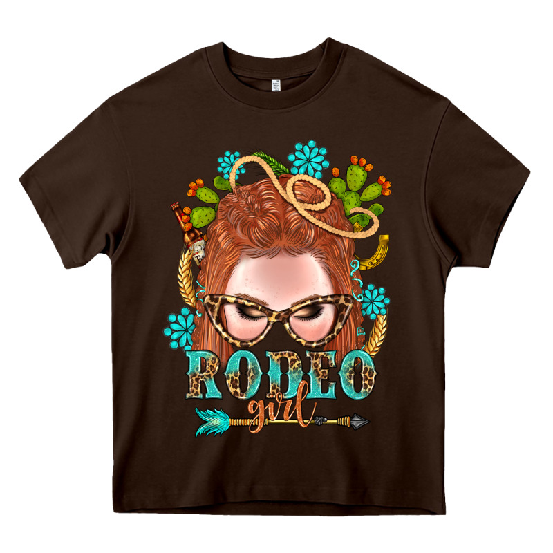 Western Rodeo Girl Braid Red Hair Heavy Core Tee by BundleAndBundleShop | Teevron