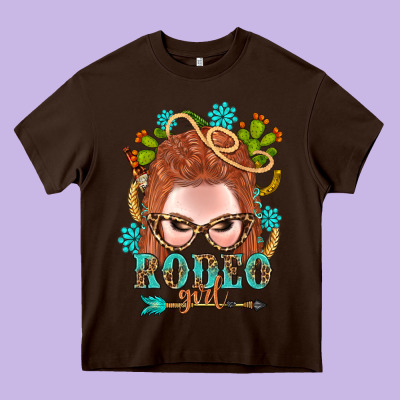 Western Rodeo Girl Braid Red Hair Heavy Core Tee Designed By Bundleandbundleshop