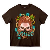 Chocolate Brown Western Rodeo Girl Braid Red Hair Heavy Core Tee - BundleAndBundleShop