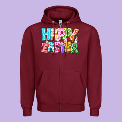 Happy Easter Zipper Hoodie Designed By Cowhidedigitalart