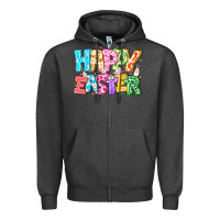 Charcoal Heather Happy Easter Zipper Hoodie - CowhideDigitalArt