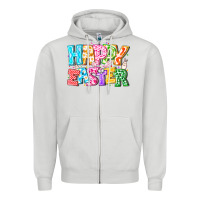 Dove Grey Happy Easter Zipper Hoodie - CowhideDigitalArt