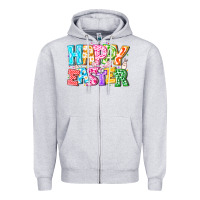 Heather Grey Happy Easter Zipper Hoodie - CowhideDigitalArt