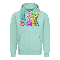Seafoam Happy Easter Zipper Hoodie - CowhideDigitalArt